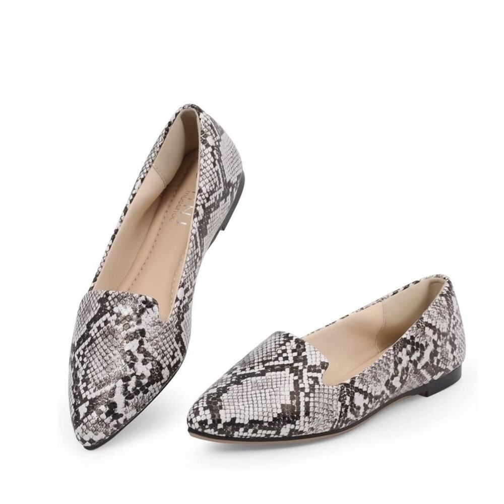 MUSSHOE Black Flats Pointed Toe-Comfortable Business Casual Work Shoes, 9.5